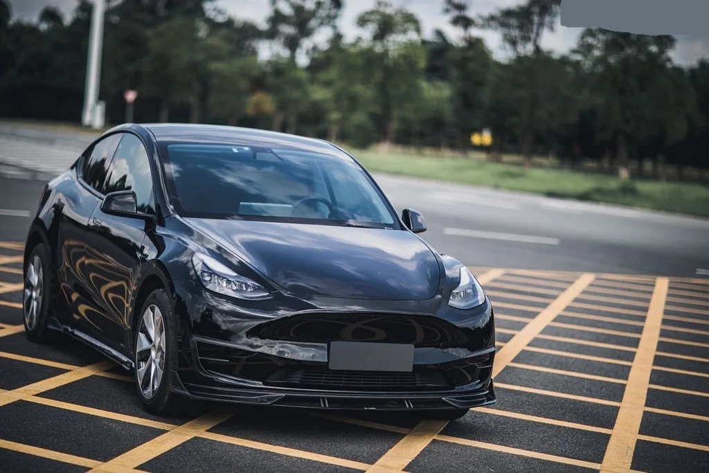 TAKD High Quality Dry Carbon Fiber Car Front Bumper Front Lip Chin for  Model Y 2021-2023 Front Splitter